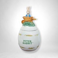 2003 FTD Peter Rabbit Covered Egg Shaped Planter - Charming Collectible