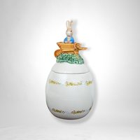 2003 FTD Peter Rabbit Covered Egg Shaped Planter - Charming Collectible