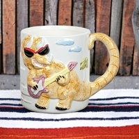 Takahashi Dinosaur Mug, Guitar Playing Dinosaur,  Novelty Mug,  Collectible Mug,  Unique Gift for Music Lovers