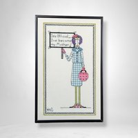 Completed Dolly Mama 'It's Official I've Become My Mother' Framed Cross Stitch
