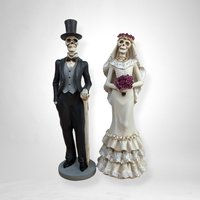 Vintage Resin Corpse Skeleton Bride and Groom 10" Figurines