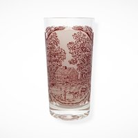 Set of 4 Currier and Ives Memory Lane Pink and White Glasses