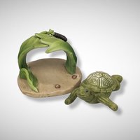1984 Woodland Surprises Porcelain 2 Piece Turtle Figurine