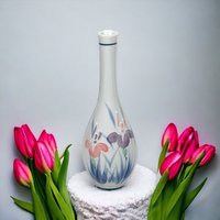 Vintage 1984 FTD Floral Bud Vase | White Ceramic w/ Pink & Purple Flowers | 7.5" Tall | Springtime Home Decor | Flower Lovers Gift
