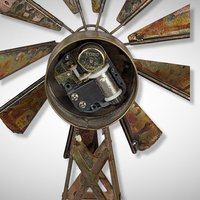 Vintage Metal Windmill Music Box