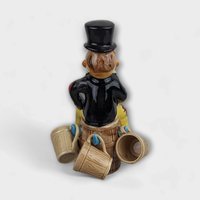 Vintage Ceramic Hobo Clown Decanter Set with 4 Cups