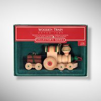 1985 Hallmark Wooden Train Ornament: Vintage Holiday Express