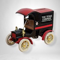 The Nostalgic Collector: 1905 Texaco Ford Delivery Car Metal Locking Bank - Vintage Automotive Memorabilia and Functional Collectible