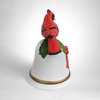 Ceramic Cardinal Bell Music Box, 5.5" Tall, Christmas Carol, "We Wish You a Merry Christmas", Vintage, Holiday Decor, Gift