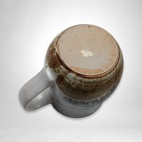 Vintage Stoneware Mug | Blue Flowers | Gray & Brown | 4" Tall | Coffee Tea Cup | Excellent Condition