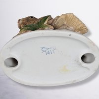 Homco Rabbit on Log Ceramic Figurine