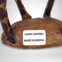 Vintage Hand-Carved Wooden Giraffe Figurine - Artisanal African Safari Decor