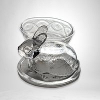 Vintage Galerie Clear Glass Bunny Trinket Box | 5" Tall | Bunny Figurine Lid | Candy Dish | Excellent Condition