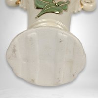 Vintage Art Pottery 5" Bud Vase with Pink Flower
