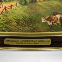 Set of 4 Currier and Ives American Homestead 4 Seasons Tin Trays