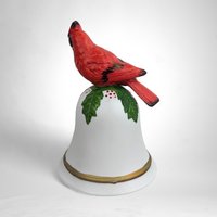 Ceramic Cardinal Bell Music Box, 5.5" Tall, Christmas Carol, "We Wish You a Merry Christmas", Vintage, Holiday Decor, Gift