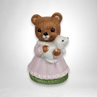 Set of 2 Homco Teddy Bear Picnic Ceramic Figurines 1462