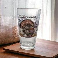 Vintage Budweiser Wildlife Pint Glasses| Elk, Prairie Chicken, Turkey, Quail | Gold Rimmed Beer Glasses | Hunting Decor