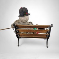 Vintage Clyde the Hobo Clown Doll on Bench (12")
