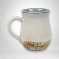 Vintage Stoneware Mug | Blue Flowers | Gray & Brown | 4" Tall | Coffee Tea Cup | Excellent Condition