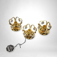 Set of 3 Vintage Crystal Temptations 24K Gold Plated Candle Holders with Crystals