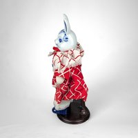 Vintage Unique Blue and White Rabbit 12" Porcelain Doll