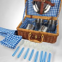 20 Piece Wicker Picnic Basket Dish Set: Complete Dining Elegance for Outdoor Adventures