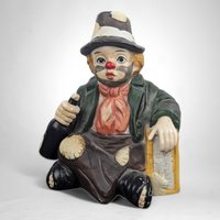 Vintage Hobo Clown Ceramic Music Box