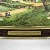 Set of 4 Currier and Ives American Homestead 4 Seasons Tin Trays