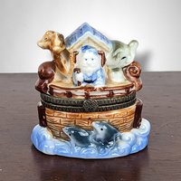 Vintage Noah's Ark Ceramic Trinket Box