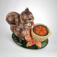 Vintage Ceramic Squirrel Tea Light Candle Holder | Woodland Animal Decor | Fall Home Decor |  Nature Inspired Gift
