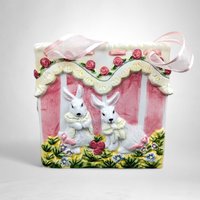 Vintage Ceramic Easter Bunny Bag, Easter Decor