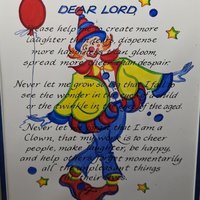 Clown Art with Prayer | Framed Vintage Picture | 15x13" | Whimsical & Religious