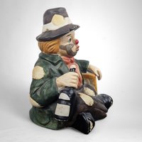 Vintage Hobo Clown Ceramic Music Box