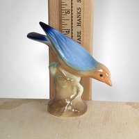 Vintage Royal Copley Blue Bird Figurine, Porcelain Bird Statue, Mid-Century Modern Decor, Collectible Figurine, Gift for Bird Lovers