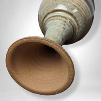 Handmade Pottery Chalice: Brown with Blue Stripe - Artisan Crafted Elegance
