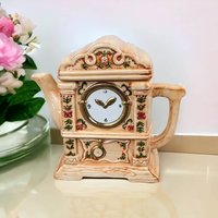Vintage Ganz Tea For One Ceramic Clock Teapot | Whimsical Kitchen Decor | Unique Gift for Tea Lovers