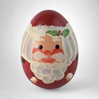 Handpainted Wooden Santa Claus Egg: Charming Holiday Decor