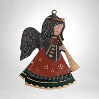 Set of 9 German Pewter Angel Enamel Ornaments: Exquisite Holiday Elegance