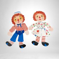 Vintage Raggedy Ann and Andy Flat Jointed Decor Pieces | Wall Hanging Raggedy Ann and Andy | Collectible Raggedy Ann and Andy Figures