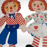 Vintage Raggedy Ann and Andy Flat Jointed Decor Pieces | Wall Hanging Raggedy Ann and Andy | Collectible Raggedy Ann and Andy Figures