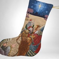 We Three Kings Completed Cross Stitch Christmas Stocking