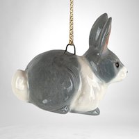Vintage Beachstone Ceramic Bunny Ornament - Timeless Elegance