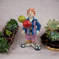 Vintage Enesco Clown Figurine with Balloons - Whimsical Collectible Delight