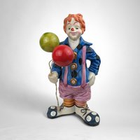 Vintage Enesco Clown Figurine with Balloons - Whimsical Collectible Delight