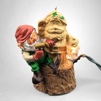 1990 Hallmark Elfin Whittler Light and Motion Ornament - Enchanting Holiday Animation