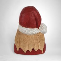 Hand-Carved Vintage Wooden Santa Bust