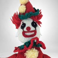 Vintage Handmade Crochet Clown Doll: Classic Collectible