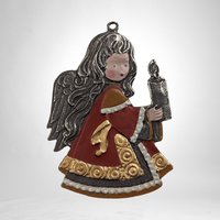 Set of 9 German Pewter Angel Enamel Ornaments: Exquisite Holiday Elegance