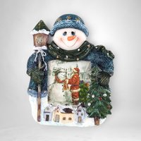 Charming Vintage Resin Snowman Picture Frame: A Frosty Keepsake for Memories